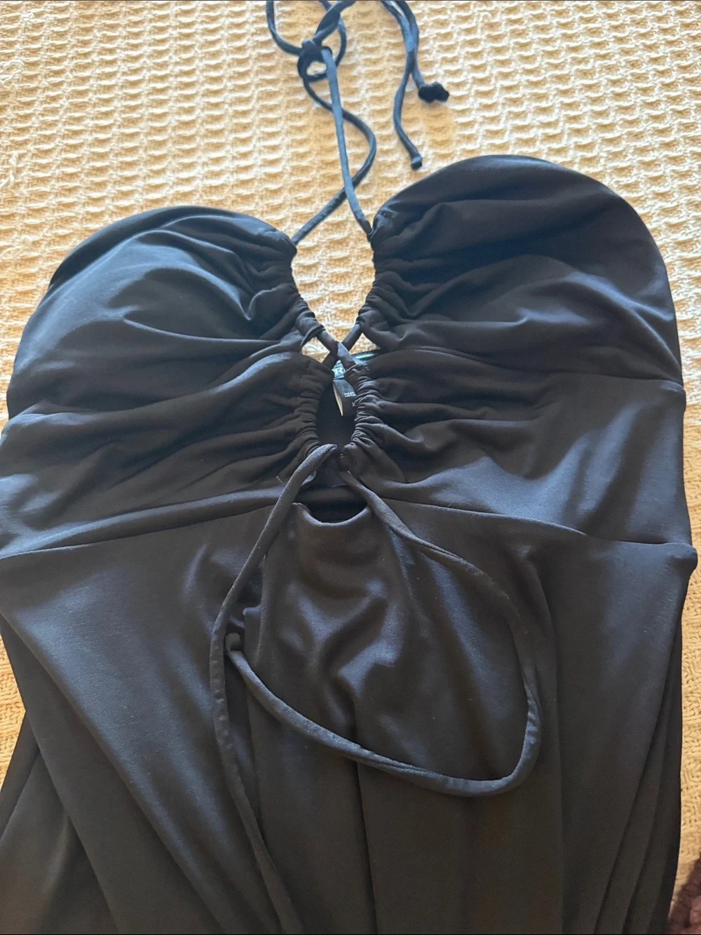 Express Black Strapless Ruched Maxi Dress - Picture 6 of 9